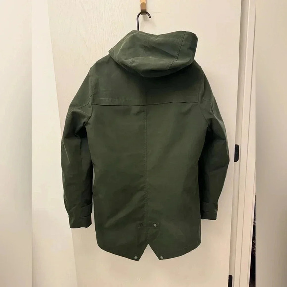 Vintage Forest Green Scotch & Soda Parka Jacket Removable Hood Hidden Buttons - Picture 8 of 12